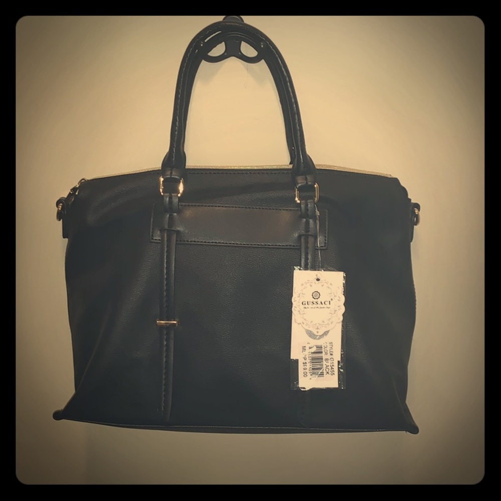 Gussaci black vegan leather bag